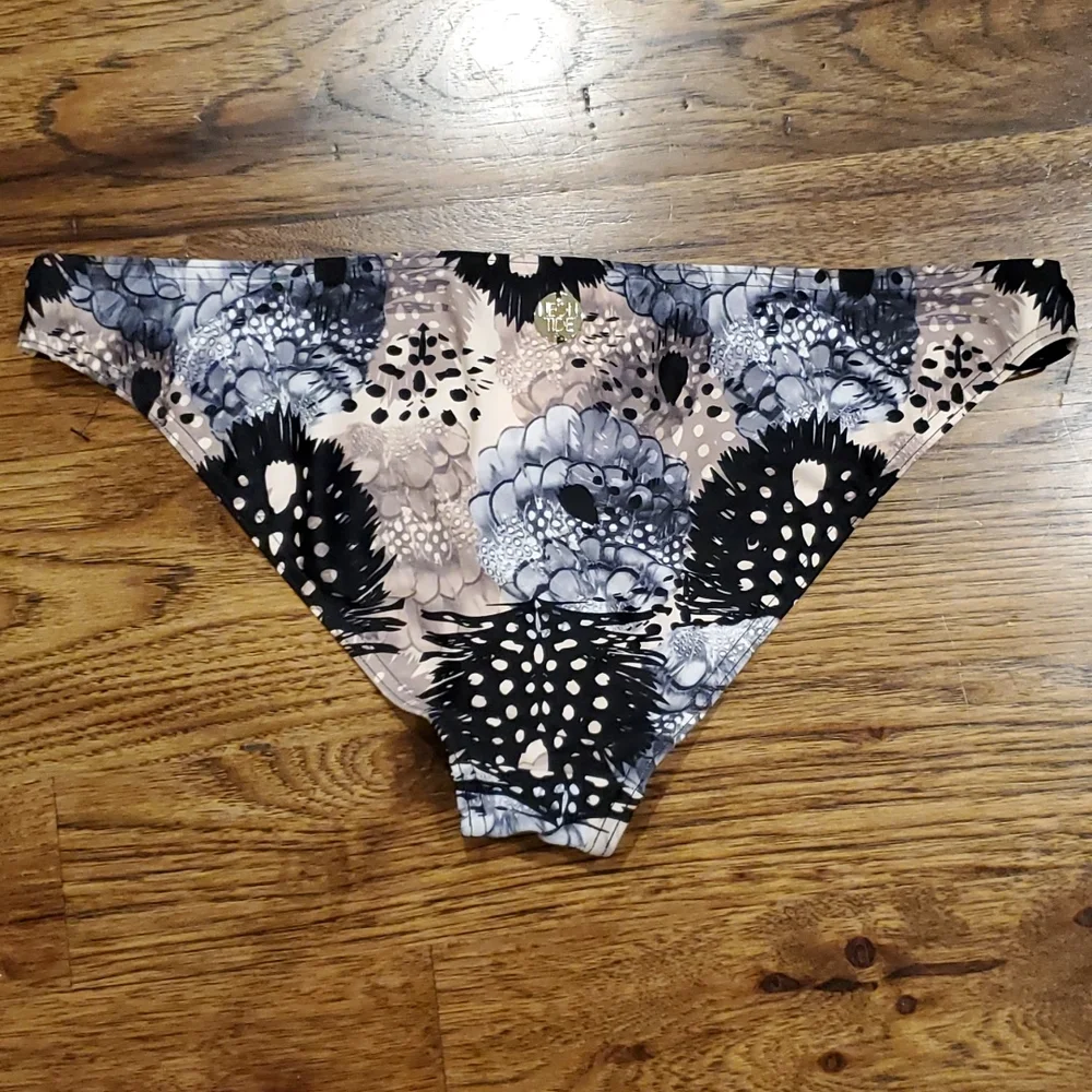 Womens Neon Tide black & brown floral bikini bottoms size L
